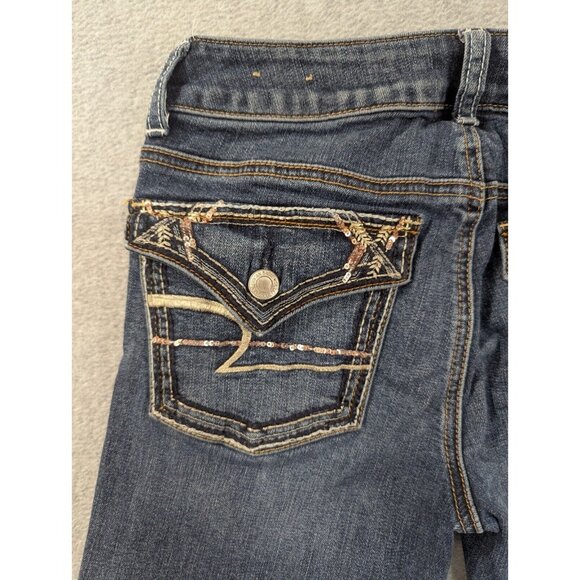 American Eagle Jeans Womens Size 2 Blue Skinny Embellished Flap Back Pockets - Picture 11 of 16